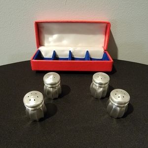 Miniture‎ Pewter Salt & Pepper Shakers 2 pair